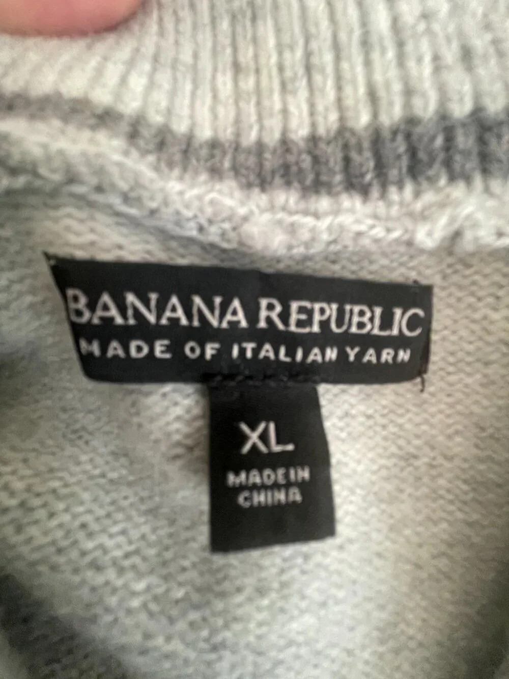 Banana Republic Italian Yarn Merino Wool Blend Shawl Collar Sweater Gray XL
